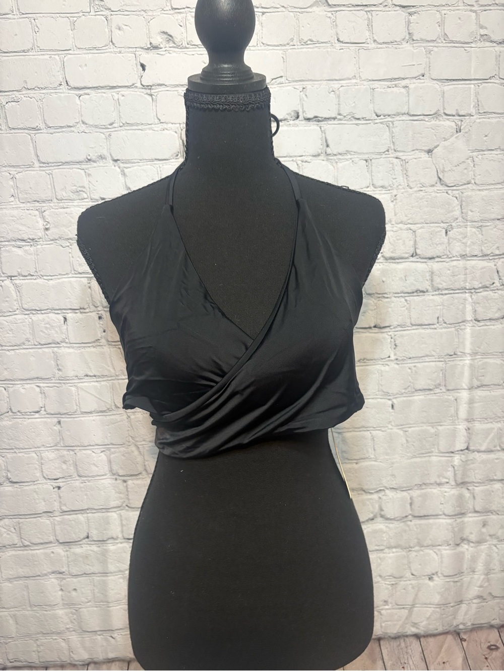 Black Halter Wrap Bikini Top and XL Bottoms- Women's Swim